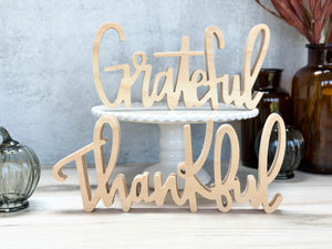 Wood Thankful & Grateful | Sign Decor Bundle
