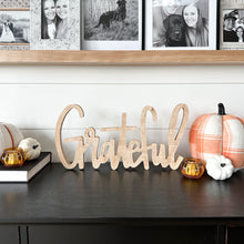 Load image into Gallery viewer, Hand-lettered "grateful" wood sign