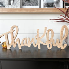 Load image into Gallery viewer, Hand-lettered "thankful" wood sign