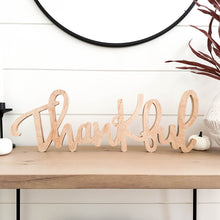 Load image into Gallery viewer, Hand-lettered &quot;thankful&quot; wood sign