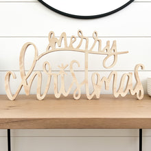 Load image into Gallery viewer, Hand-lettered "merry christmas" wood sign