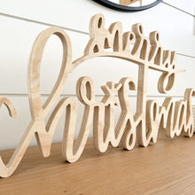 Load image into Gallery viewer, Hand-lettered &quot;merry christmas&quot; wood sign