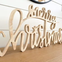 Load image into Gallery viewer, Hand-lettered "merry christmas" wood sign