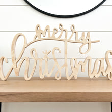 Load image into Gallery viewer, Hand-lettered "merry christmas" wood sign