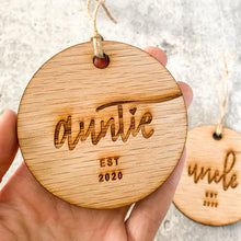 Load image into Gallery viewer, Auntie &amp; Uncle Established 2022 | Christmas Ornament