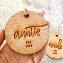 Load image into Gallery viewer, Auntie & Uncle Established 2022 | Christmas Ornament