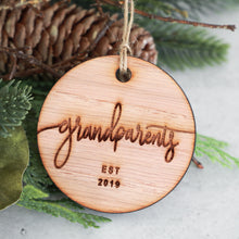 Load image into Gallery viewer, Grandparents Established 2019 Christmas Ornament