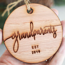 Load image into Gallery viewer, Grandparents Established 2019 Christmas Ornament