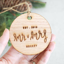 Load image into Gallery viewer, Mr and Mrs Established 2019 Christmas Ornament
