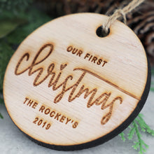 Load image into Gallery viewer, Our First Christmas 2019 Wood Christmas Ornament