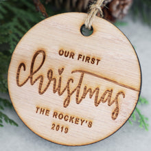 Load image into Gallery viewer, Our First Christmas 2019 Wood Christmas Ornament