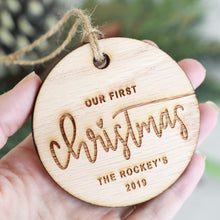 Load image into Gallery viewer, Our First Christmas 2019 Wood Christmas Ornament