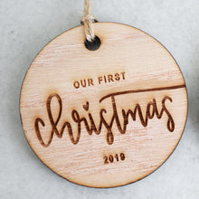 Load image into Gallery viewer, Our First Christmas 2019 Wood Christmas Ornament