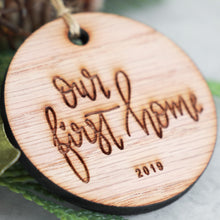 Load image into Gallery viewer, Our First Home 2019 Wood Christmas Ornament