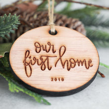 Load image into Gallery viewer, Our First Home 2019 Wood Christmas Ornament