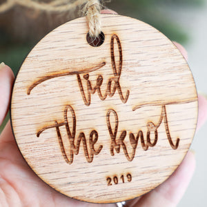 Tied The Knot 2019 Wood Christmas Ornament