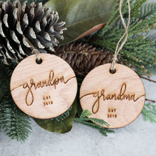 Load image into Gallery viewer, Grandpa &amp; Grandma Established 2019 Christmas Ornament