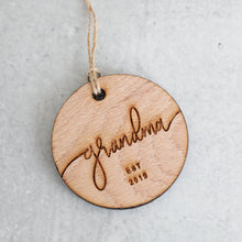 Load image into Gallery viewer, Grandma Established 2019 Christmas Ornament