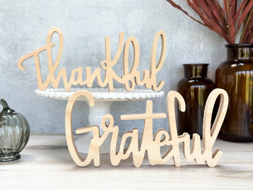 Wood Thankful & Grateful | Sign Decor Bundle