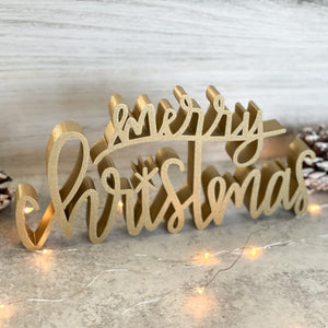 hand-lettered Merry Christmas sign
