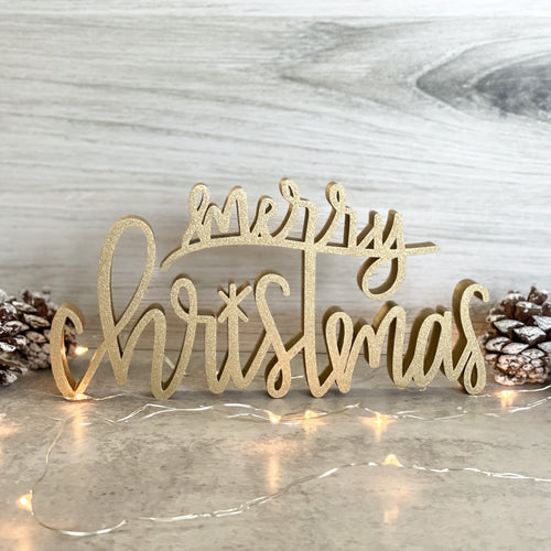 hand-lettered Merry Christmas sign