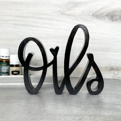 hand-lettered Oils sign