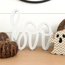 Load image into Gallery viewer, Hand-lettered &quot;boo&quot; wood sign in white