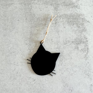 Acrylic Cat Face with Whiskers Hanging Ornament and Stocking Tag