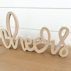 Cheers Large Wood Sign Decor