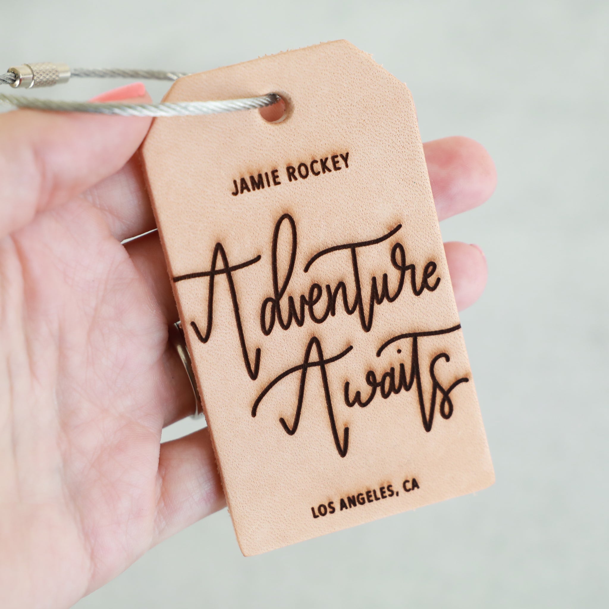 Adventure Awaits  Custom Leather Luggage Tag – Design Lioness