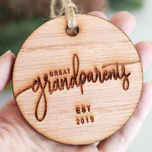 Load image into Gallery viewer, Great Grandparents Established 2019 Christmas Ornament