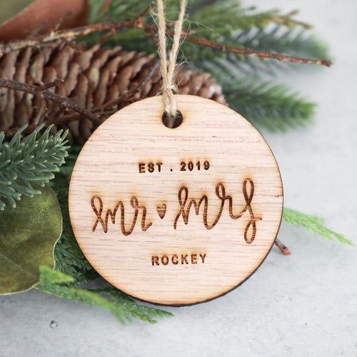Mr and Mrs Established 2019 Christmas Ornament
