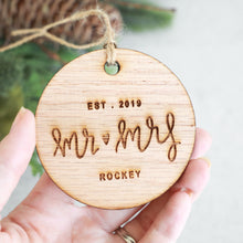 Load image into Gallery viewer, Mr and Mrs Established 2019 Christmas Ornament