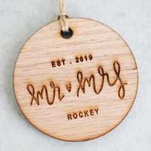 Load image into Gallery viewer, Mr and Mrs Established 2019 Christmas Ornament