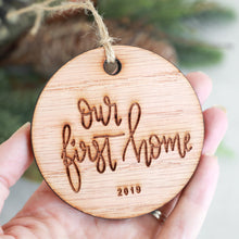Load image into Gallery viewer, Our First Home 2019 Wood Christmas Ornament
