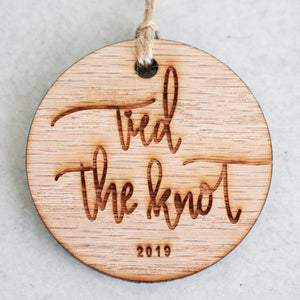 Tied The Knot 2019 Wood Christmas Ornament