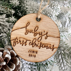 Baby's First Christmas Ornament Wood